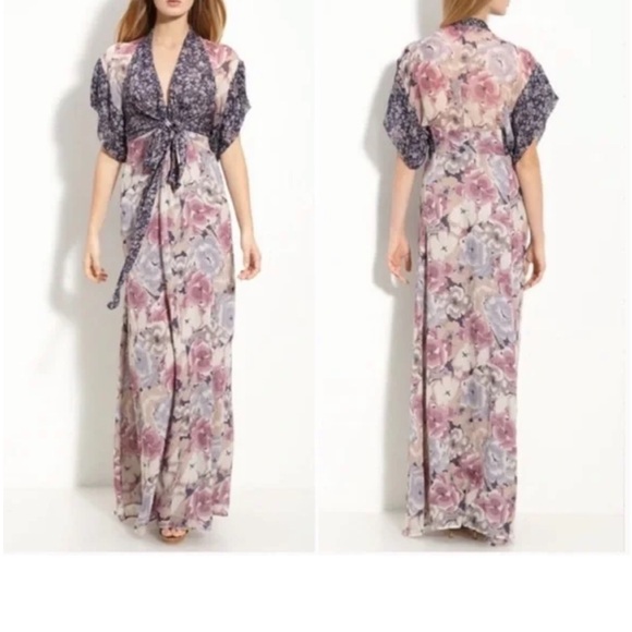 Winter Kate Floral Maxi Dress in Purple and Pink - Picture 1 of 8